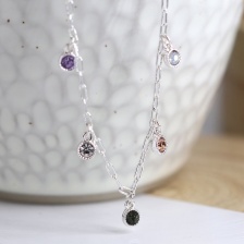 Silver Plated Multi Crystal Drop Chain Necklace by Peace of Mind